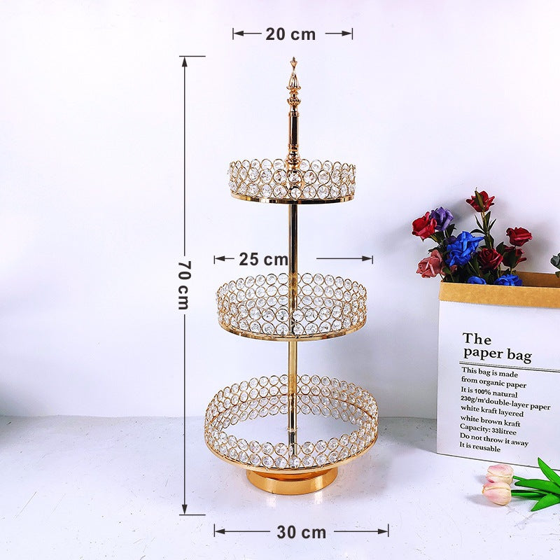Gold Electroplated Crystal Cake Stand Set