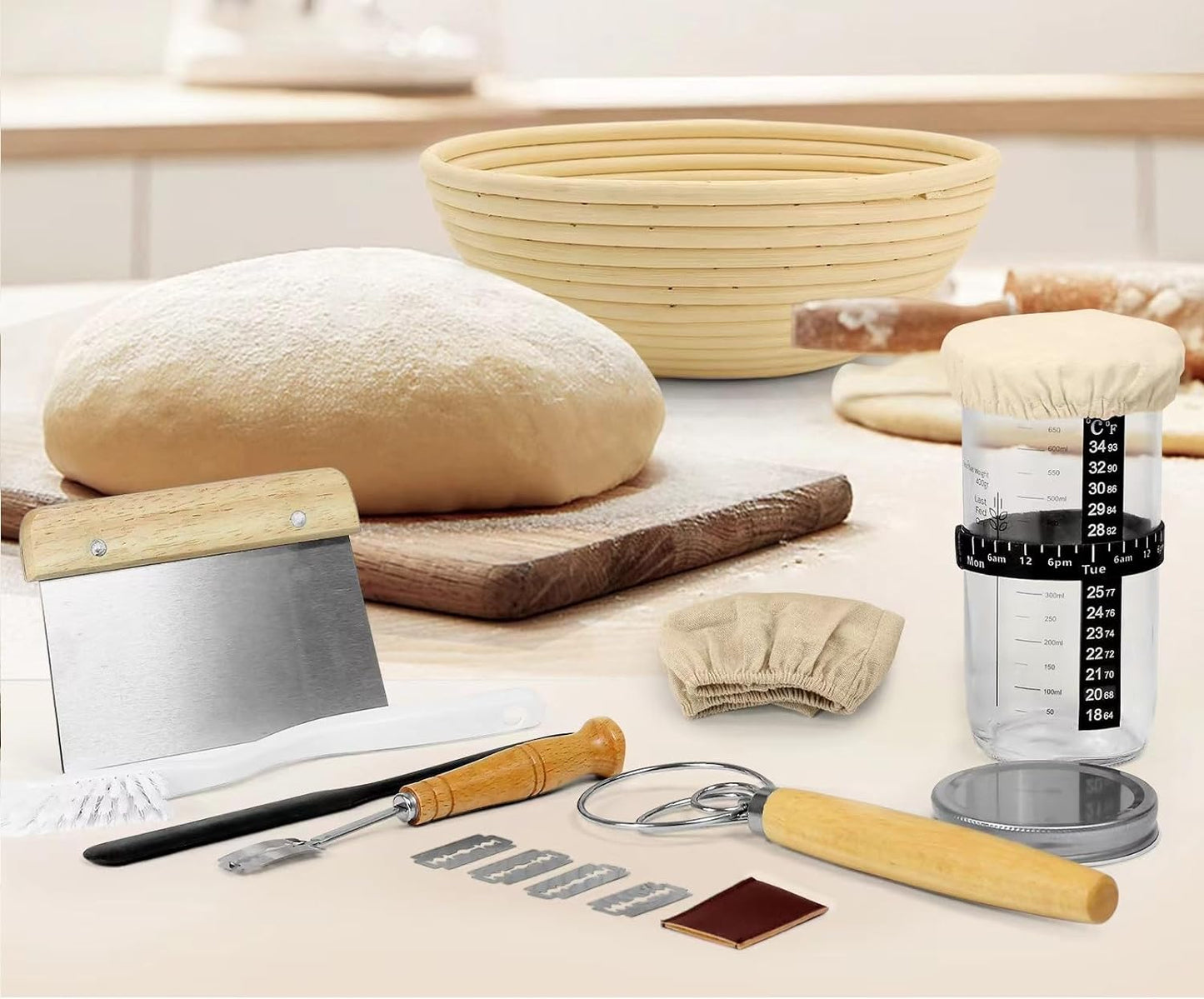 12-Piece Baking Kit Flour Mixer Fermentation Basket Set