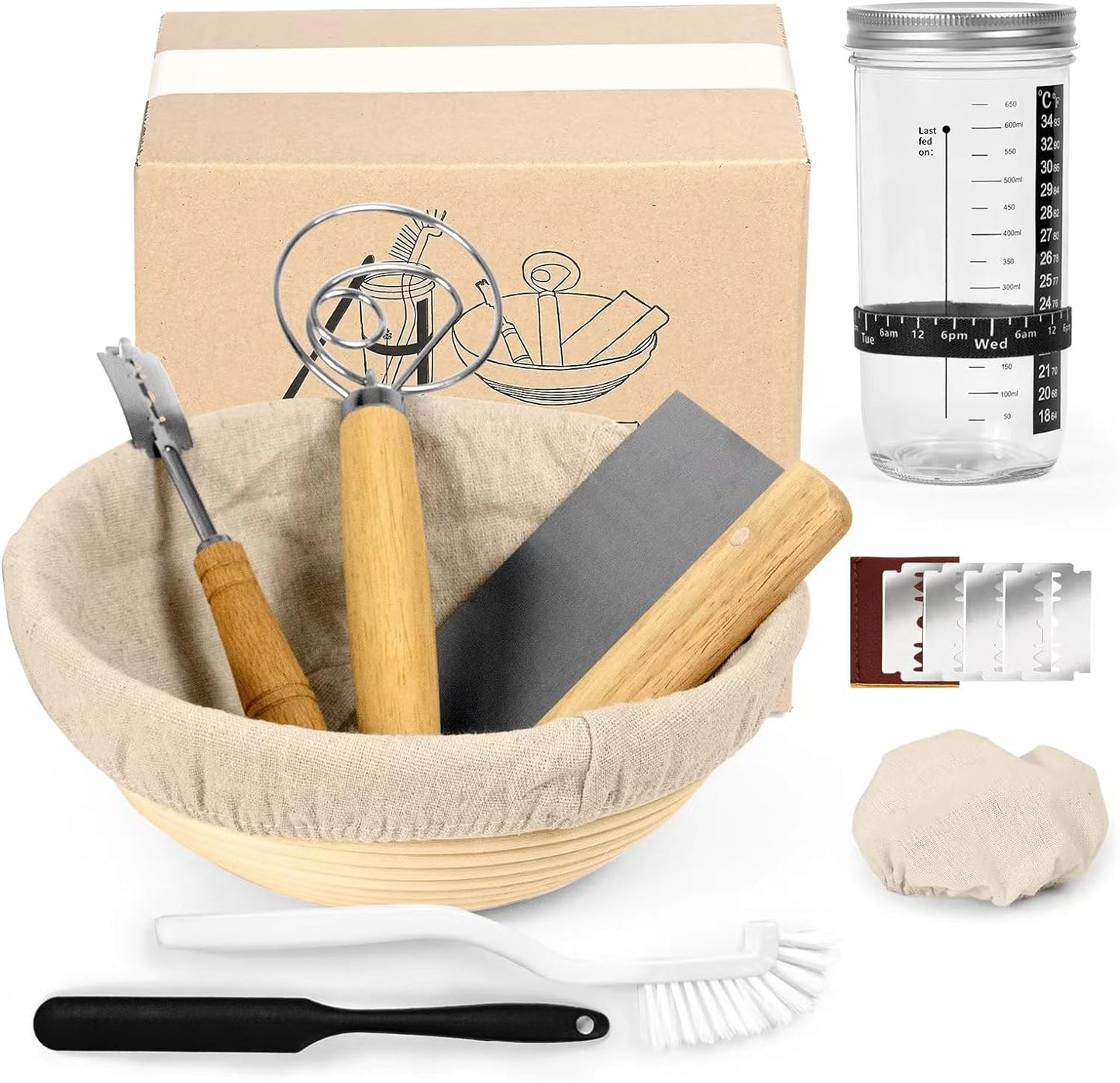 12-Piece Baking Kit Flour Mixer Fermentation Basket Set