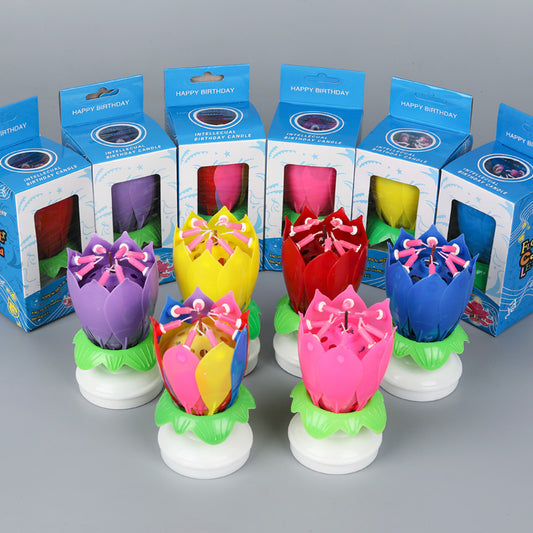 Rotating Musical Birthday Cake Firework Candles