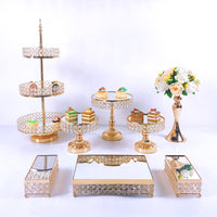 Gold Electroplated Crystal Cake Stand Set
